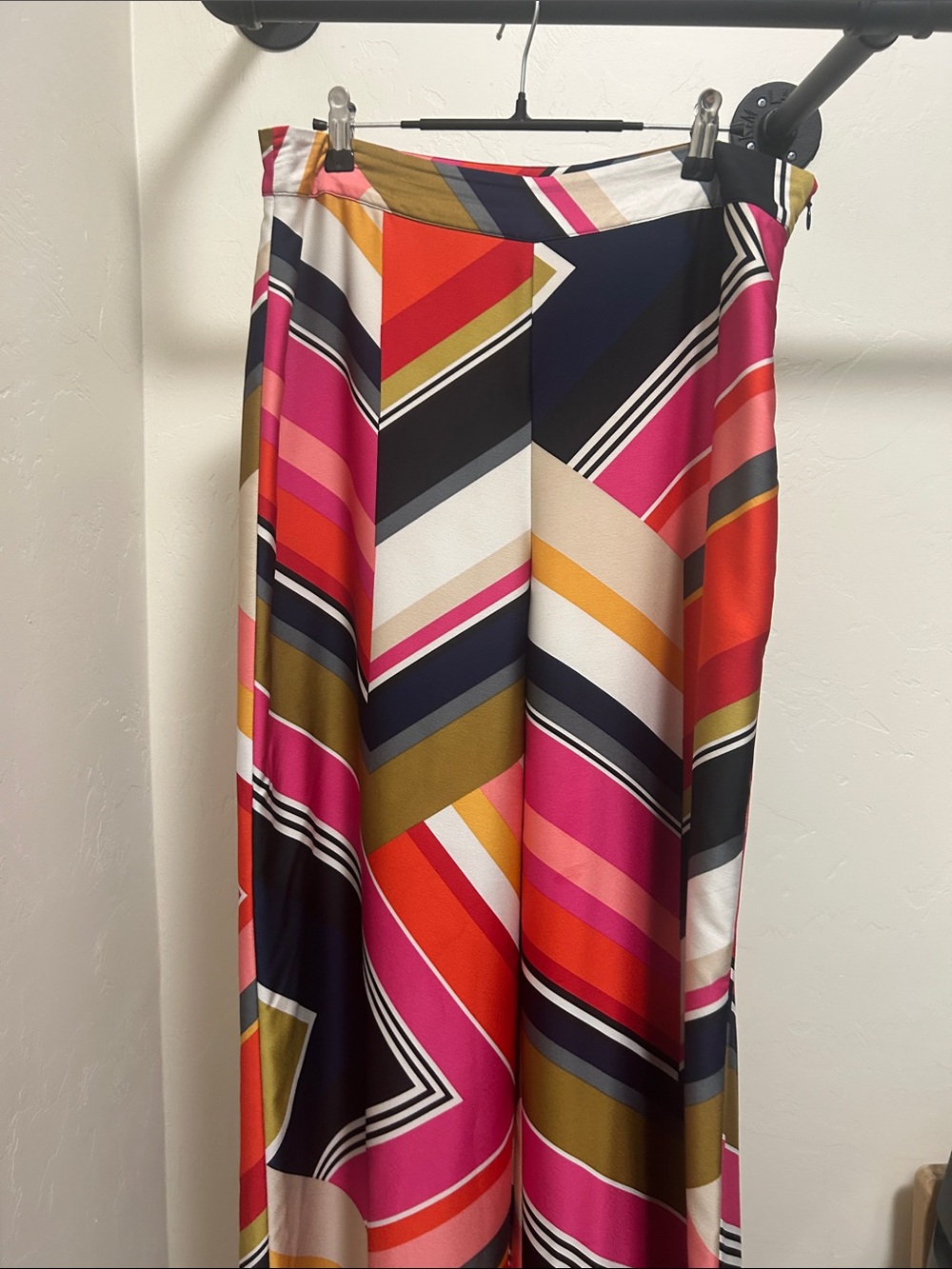 Trina Turk Multicolor Chevron Wide-Leg Pants in Pink, Red, Navy & Olive